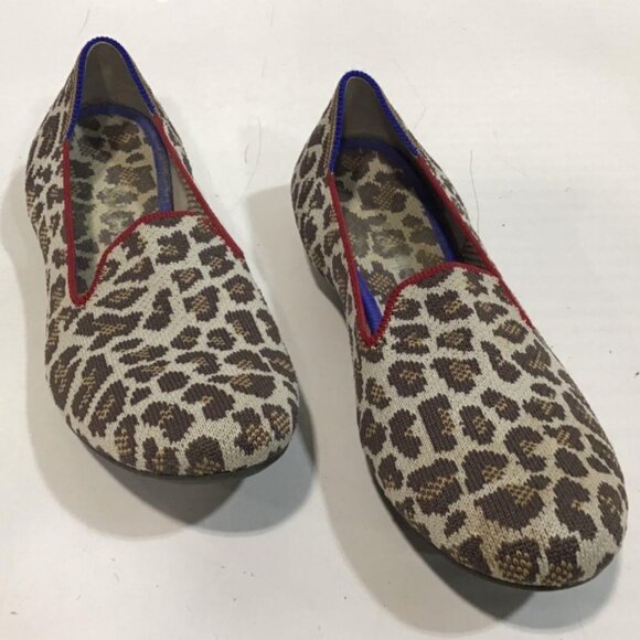 Rothy's Loafer Flats Beige Brown Mocha Spot Leopard Slip-On Shoes - Picture 1 of 7